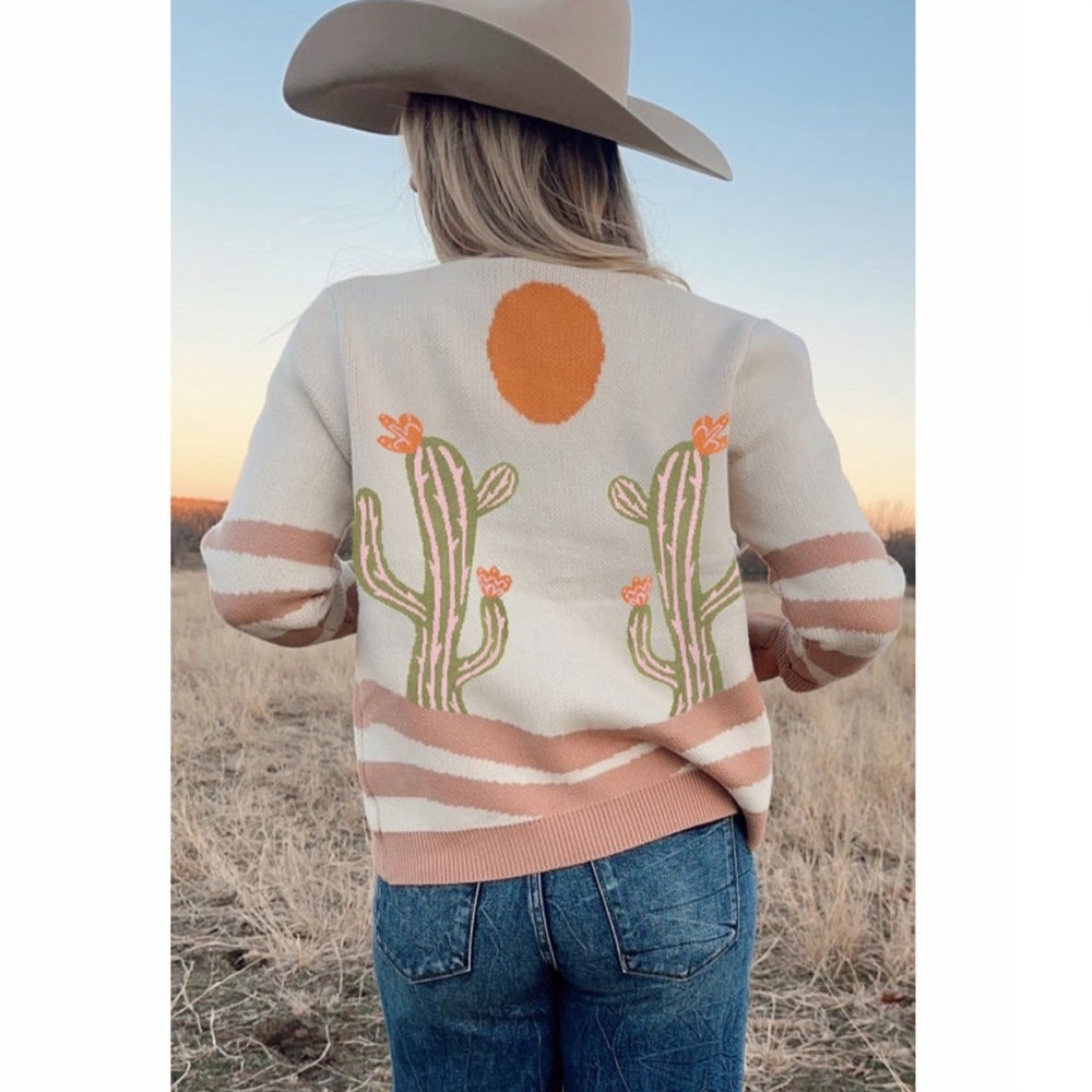 Cowgirl Cactus Sweater Cardigan